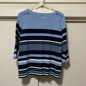 Croft & Barrow 3/4 length sleeve, striped tunic w/zippers, size L